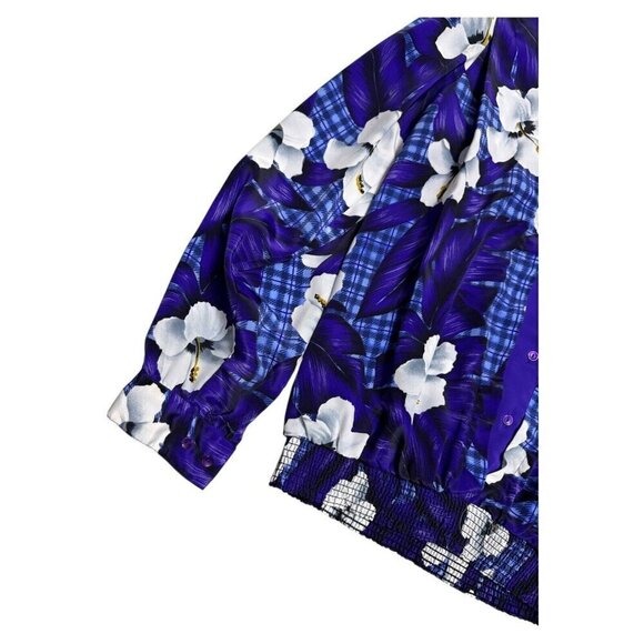 ALIA VINTAGE 90s Floral Purple Lightweight Business Casual Blouse Shirt Medium - Picture 4 of 5